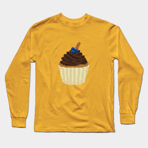 Chocolate cupcake pixel art Long Sleeve T-Shirt by toffany's